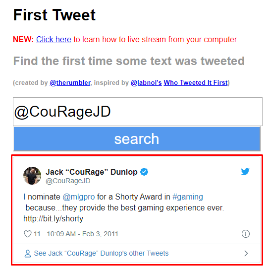 find your first tweet
