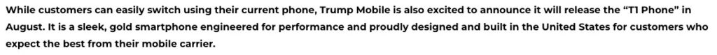 Tech watchdog exposes Trump’s T1 smartphone made in the USA as mostly a $170 Chinese device with minor tweaks Tech watchdog exposes Trump’s T1 smartphone made in the USA as mostly a $170 Chinese device with minor tweaks