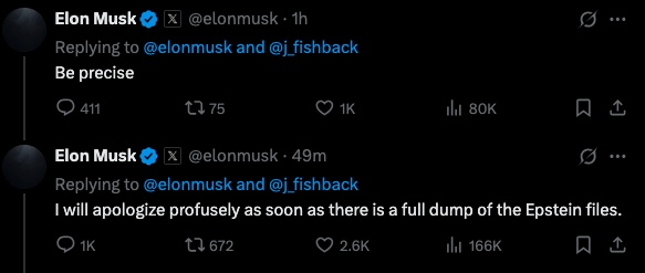Elon Musk quietly deletes post saying he won’t apologize to Trump unless Epstein files go public Elon Musk quietly deletes post saying he won’t apologize to Trump unless Epstein files go public
